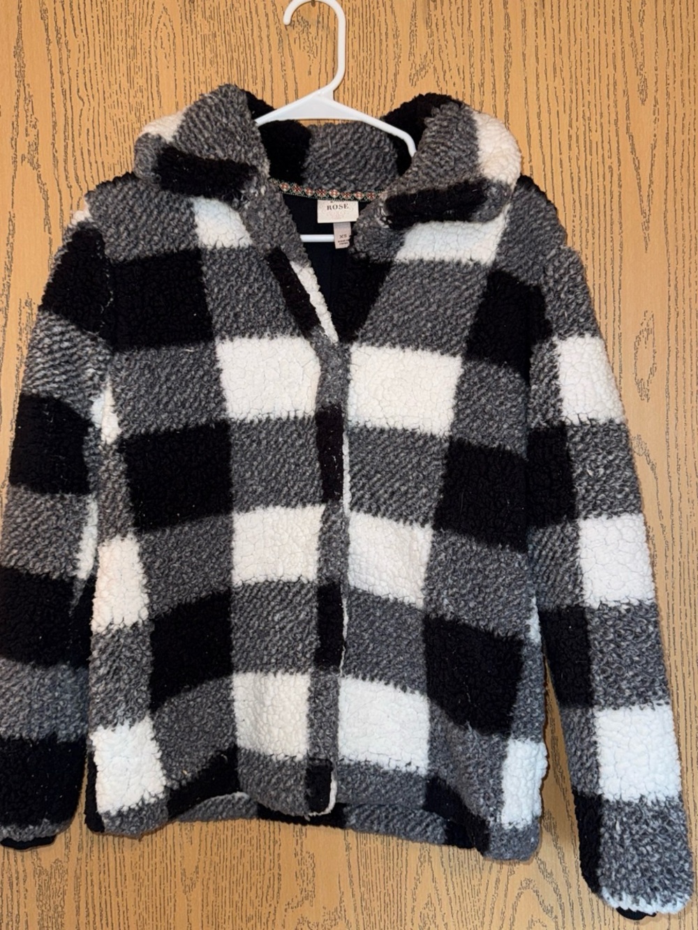 Knox Rose Black & Gray Sherpa Jacket with Decorative Trim